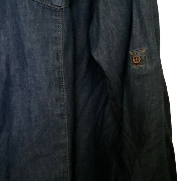 C'est Toi Juniors Blue Shirt Dress Roll Tab Sleeve Button Down Dress Size 3XL - Picture 4 of 8